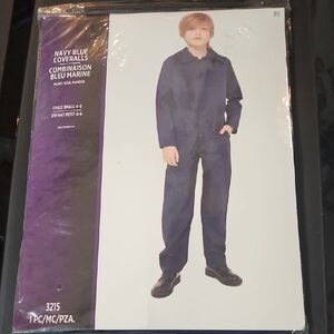 BOYS NAVY BLUE COVERALL COSTUME: NEW WITH TAGS: SIZE SMALL (4/6)